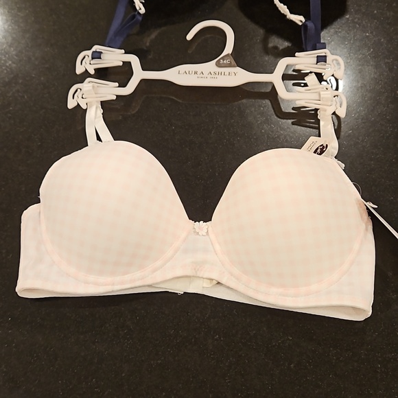 💕LAURA ASHLEY💕 Comfort Push Up Bras (2 Pack) Pink Checkers & Navy Blue 34C NWT - Picture 5 of 16